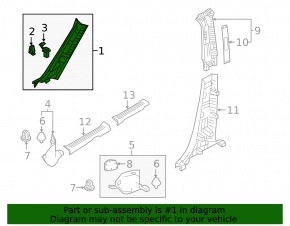 Mazda CX-9 16-23 gray front pillar trim, left