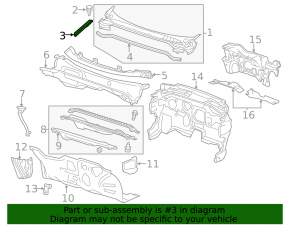 Left windshield wiper seal for Chevrolet Volt 11-15