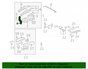 Lower reinforcement for the left wing apron for a Toyota Camry v40 07-11