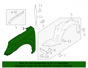 Front left fender Subaru Legacy 10-14