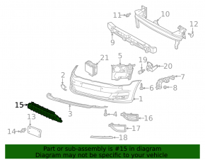 Lower grille of the front bumper VW Golf 18-21 black structure, chrome