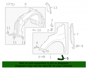 Left fender bracket for Acura RDX 19-25