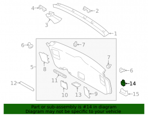 Trunk closure button inside Subaru Outback 15-19