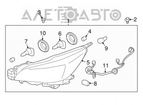 Subaru Legacy 15-17 front right headlight, bare, halogen, pre-rest