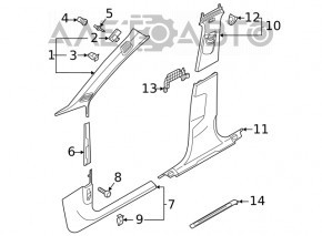 Front pillar trim middle left Audi A5 F5 17- 5D black