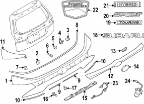 Subaru Forester 25-26 trunk license plate light strip