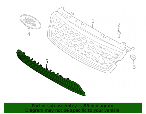 Lower grille of the front bumper of the Land Rover Range Rover Velar 18-20 for cruise control, 360