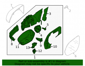 Left side mirror assembly VW Atlas 24-25 with turn signal, heated, BSM