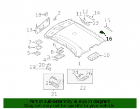 Rear right roof hook for BMW 4 Series F36 15-20 Gran Coupe, black SCHWARZ
