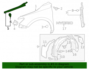 Seal wing hood-wing left Toyota Camry v55 15-17 usa