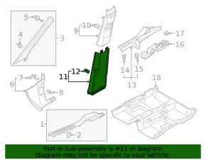 Center pillar trim lower left VW Tiguan 18-24 black, scratch