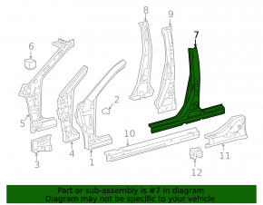 Right center pillar for Toyota Camry v40, v45 07-11