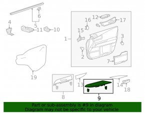 Front left window lift control trim Lexus RX350 RX450h 10-15 dark wood