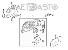Left side mirror assembly Audi A4 B8 08-16 12 pins, memory