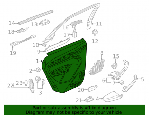 Door trim card rear right Audi Q3 8U 15-18 black, insert black leather, insert under aluminum, armrest black leather, scratches, worn, broken fastener