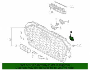 Left license plate holder for Audi A4 B9 20-25