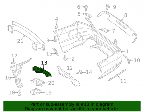 Right rear bumper bracket Mercedes S-class W222 15-20 hybrid