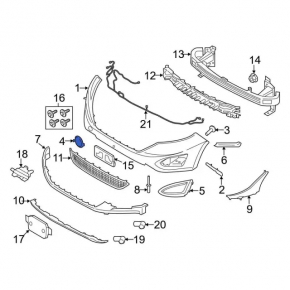 Plug towing hook front bumper Ford Edge 15-18 dorest EUR