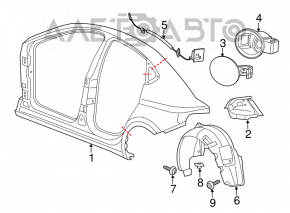 Rear right fender liner Dodge Dart 13-16