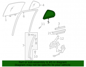 Lexus IS200 IS300 99-05 rear right triangle door glass