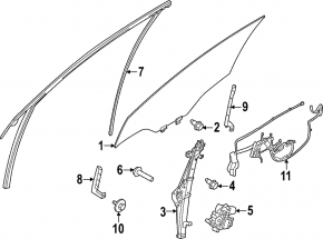 Front left window lift mechanism for Nissan Ariya 23-25
