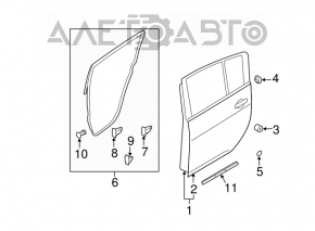 Rear left door seal for Nissan Leaf 11-12