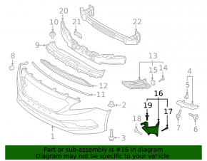 Front bumper air duct left Hyundai Sonata 16-17 Hybrid