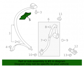 Seat belt guide rear right Audi A3 8V 15-20 4d, black