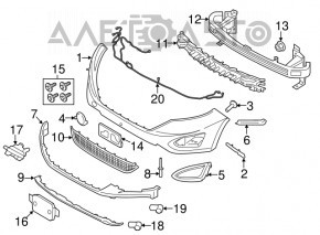 Lower left front bumper insert for Ford Edge 15-18 pre-restoration