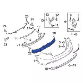 Rear Bumper Absorber Ford Fusion mk5 19-20