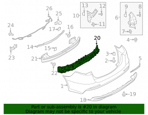 Rear Bumper Absorber Ford Fusion mk5 19-20