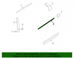 Door-glass molding, central rear left, Land Rover Range Rover Evoque 19-23
