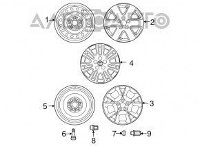 Spare wheel full size Toyota Sienna 04-10 R16 6.5J 215/65, iron, cut, cracked