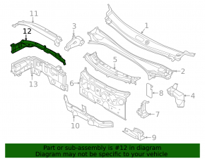 BMW X1 F48 16-22 B46 Engine Compartment Bulkhead, Upper, Rear, Type 2
