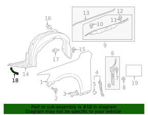 Front right mudguard liner for Lexus IS300 IS350 21-25 rest.