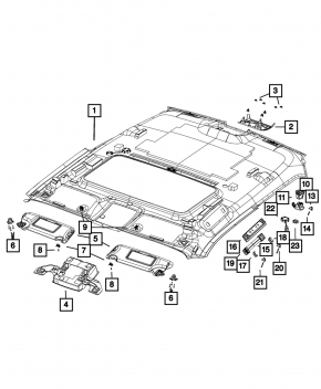 Dodge Challenger 15-16 headliner rest without sunroof black, torn
