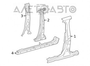The central right body pillar of Lexus UX 19-26 on the body is dented