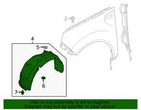 Front left fender liner for Kia Soul 20-22