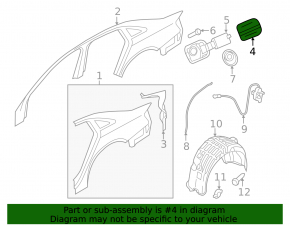 Fuel filler flap for the Audi A4 B8 08-16 sedan