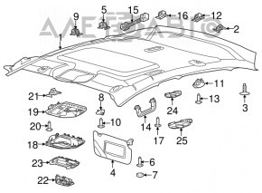 Left visor Ford Focus mk3 11-18 grey, without hook