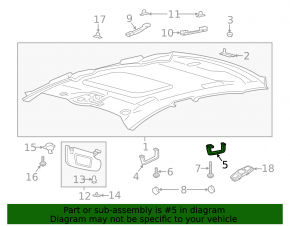 Ceiling handle rear right Ford Edge 19-24 black