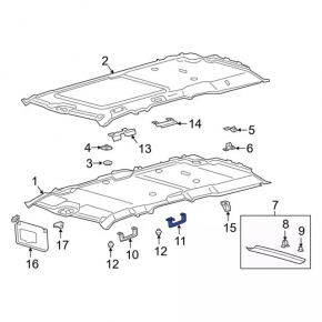 Ceiling handle rear right Ford Edge 19-24 black