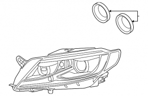 Headlight front left VW CC 13-17 bare rest xenon led