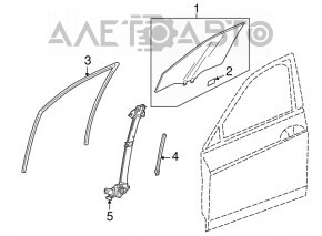Glass seal front left Honda Accord 13-17