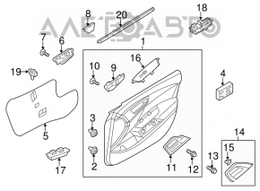 Front left window lift control Hyundai Veloster 12-17