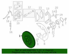 Front left brake disc Lincoln MKC 15-335/25mm rusty