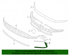 Left front bumper grille molding for VW Jetta 25-26, silver