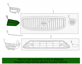 Front bumper grille left Volvo XC60 18-21 for parking sensors with chrome molding