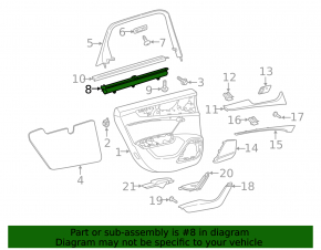 Black rear left door curtain for Audi A6 C8 19-25