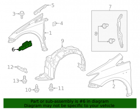 Inner left wing seal Toyota Prius V 12-17